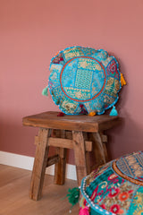 Indian Patchwork Cushion Blue