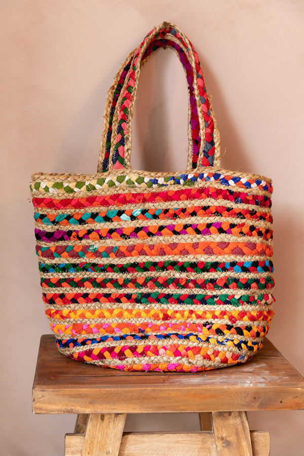 Colored Cotton Woven Jute Bag