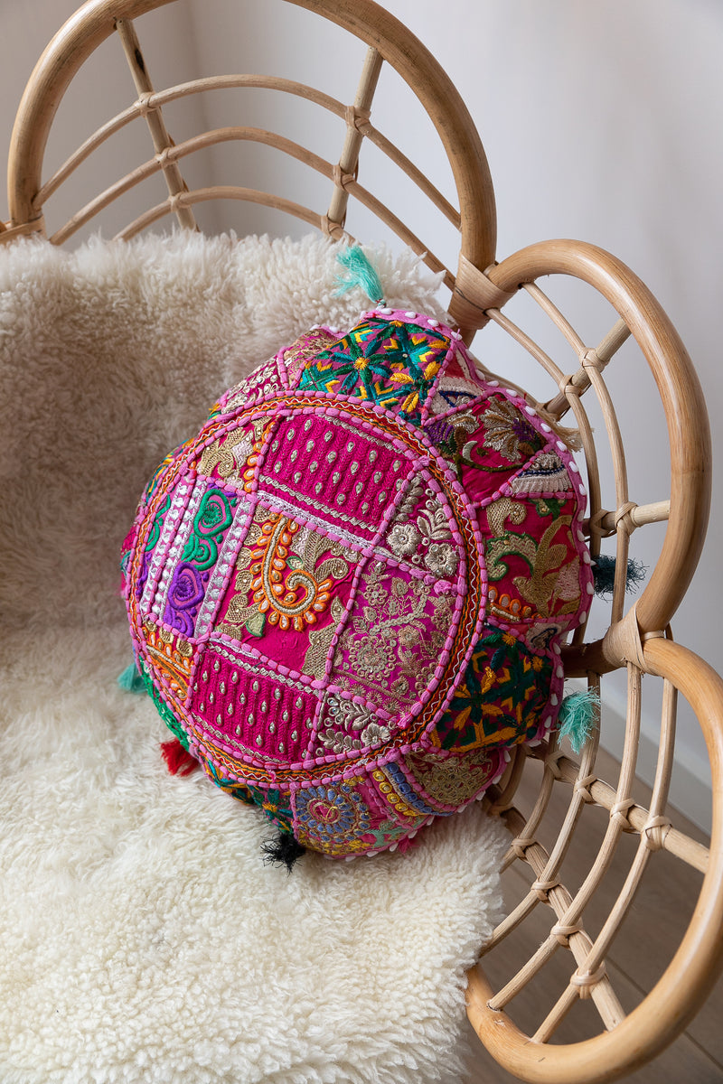 Indian Patchwork Cushion Pink