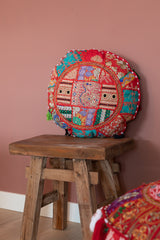 Indian Patchwork Cushion Red